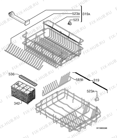 Взрыв-схема посудомоечной машины Arthurmartinelux ASL4210 - Схема узла Basket 160